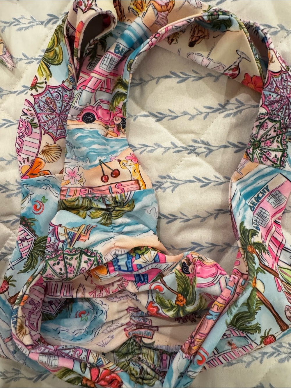 Tropical Print Bikini Set with Ring Detail - Picture 4 of 5